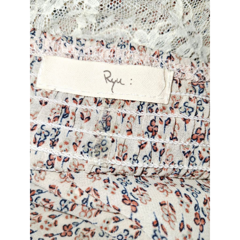 Anthropologie rya Beige & Brown Floral Lace Asymmetrical top - Picture 3 of 4
